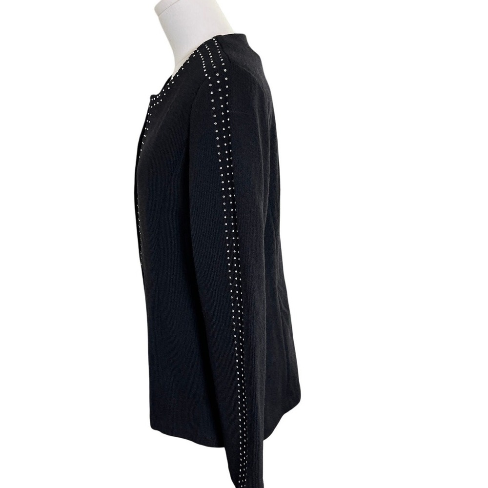 Black Knit‎ Rhinestone Trim Blazer Jacket Women's 10 Todd & Olivia - Picture 4 of 12